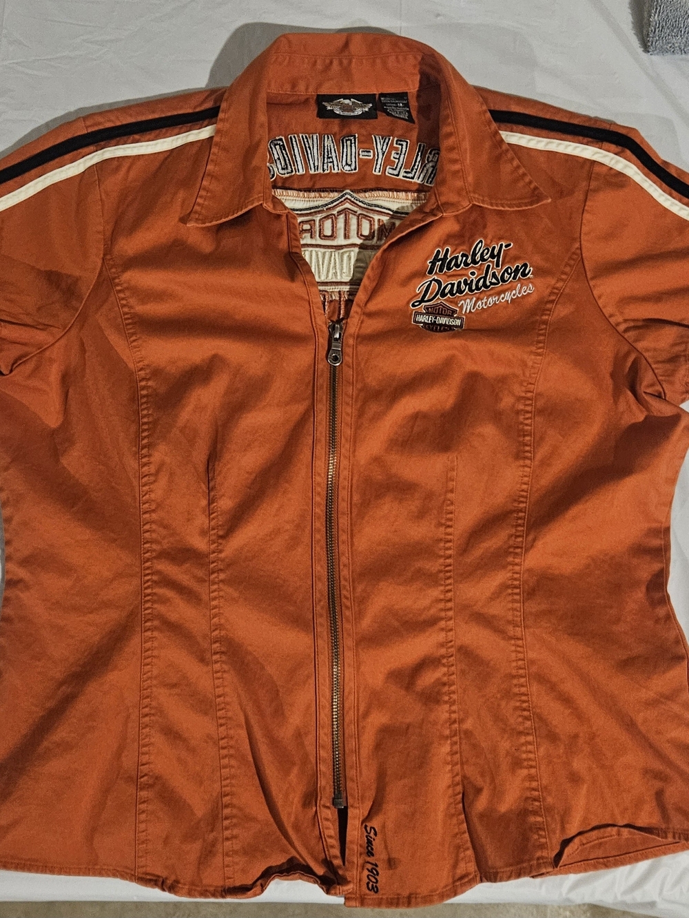 Harley-Davidson Orange Zip-Front Shirt